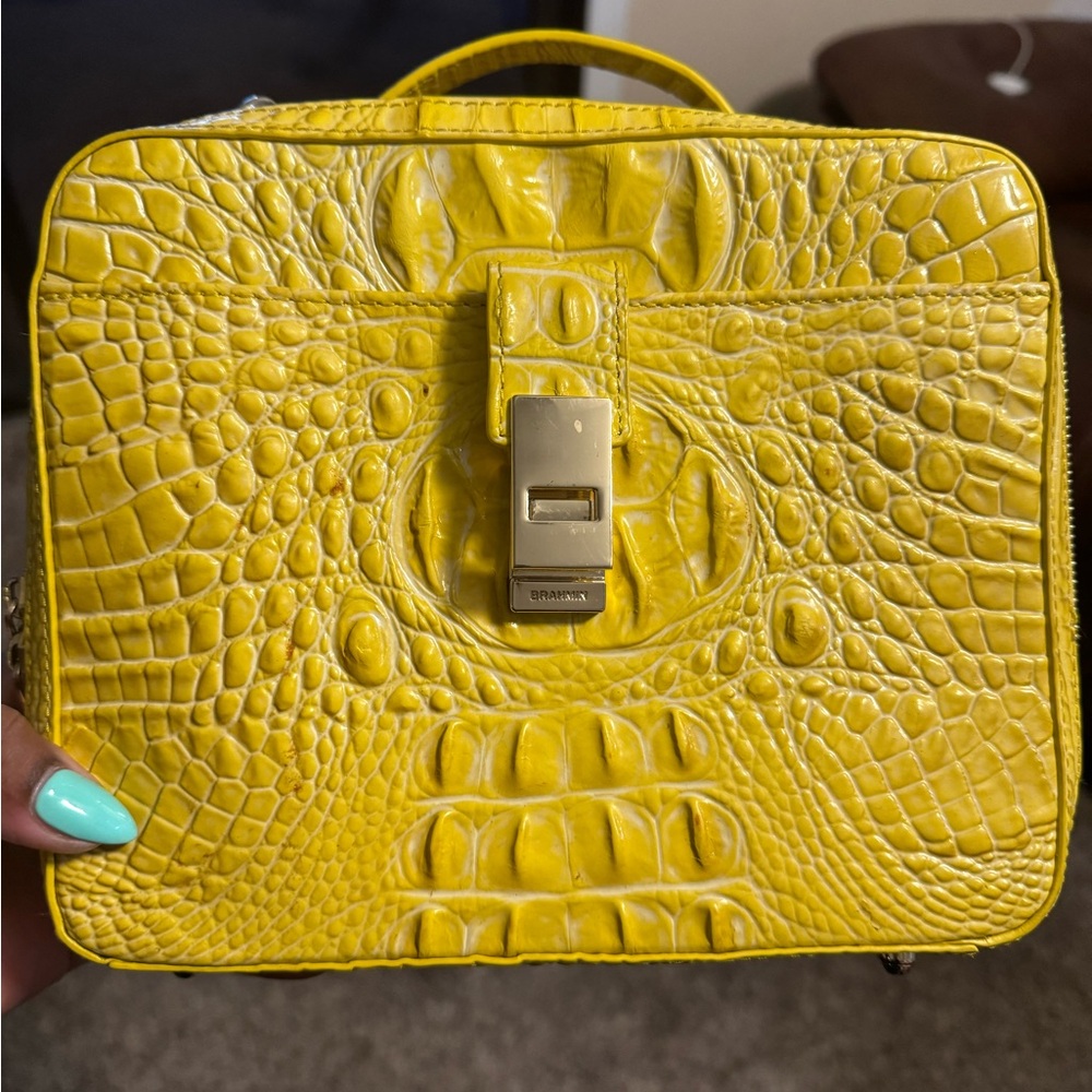 Brahmin Yellow Mini Crocodile Embossed Bag